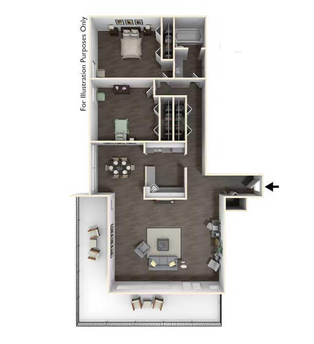 2BR/1BA – Penthouse