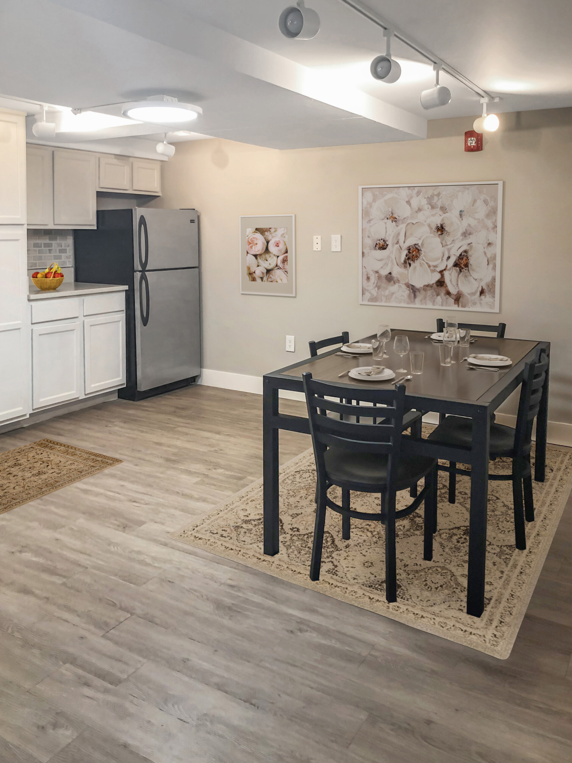 townhome open concept dining area four person table